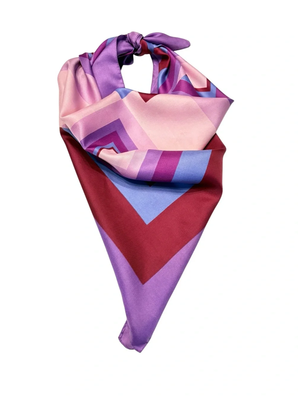 Vibrant Vintage Geometric Pink & Purple Square Silk Scarf